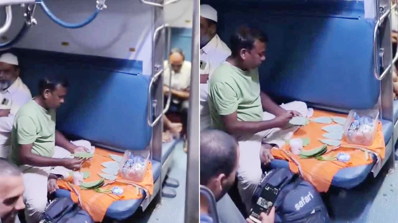 ট্রেনের এসি কামরায় বসে পান সাজিয়ে বিক্রি