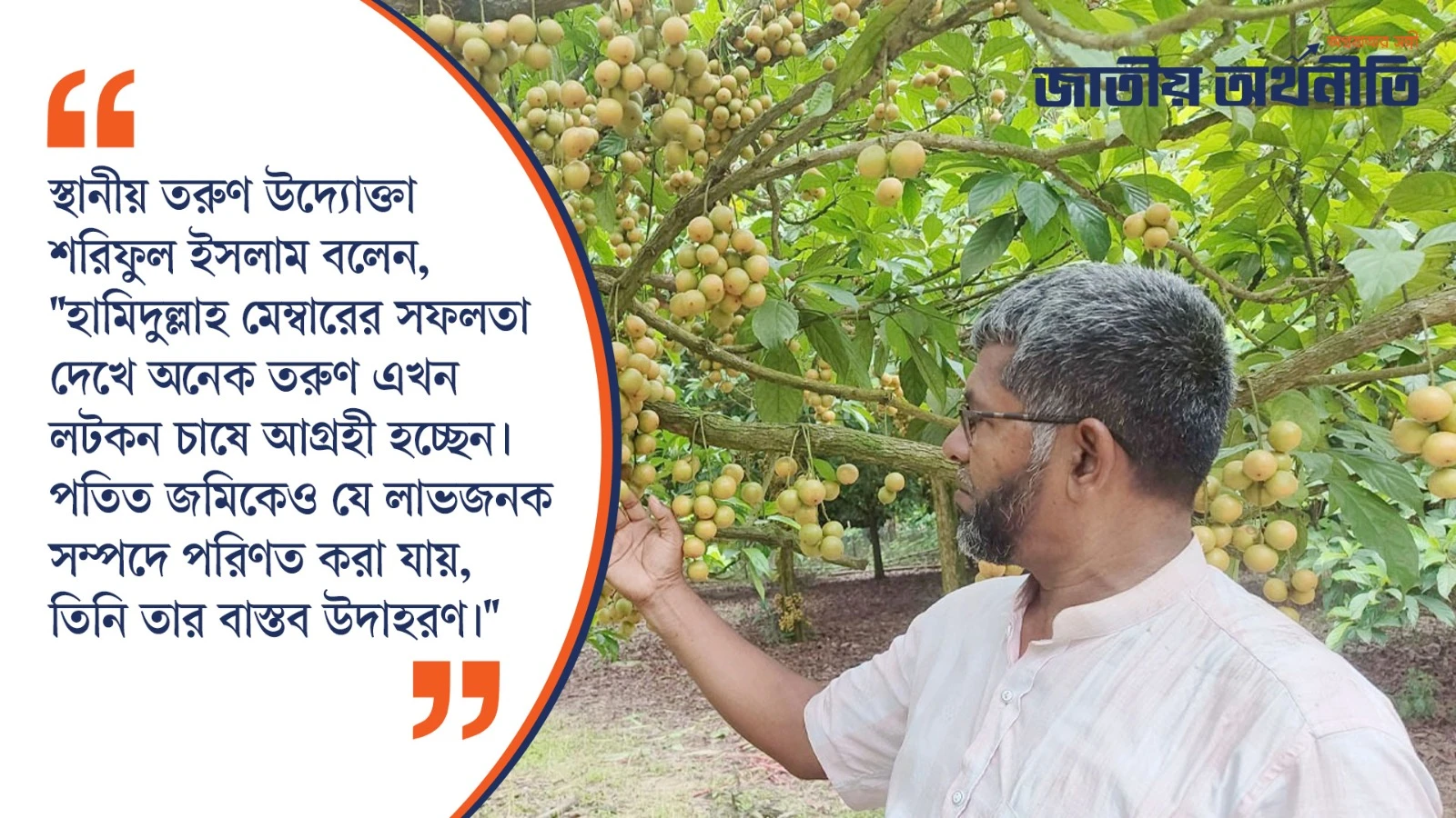 পতিত জমিতে লটকন চাষে ভাগ্য বদল হামিদুল্লাহর