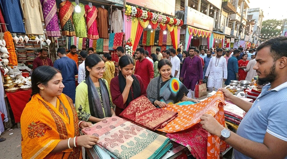 সিলেটে জমজমাট পূজার বাজার