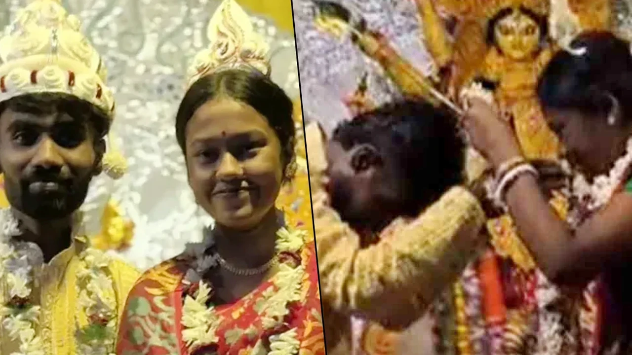 দুর্গাপূজা দেখতে গিয়ে পূজামণ্ডপেই বিয়ে যুগলের!