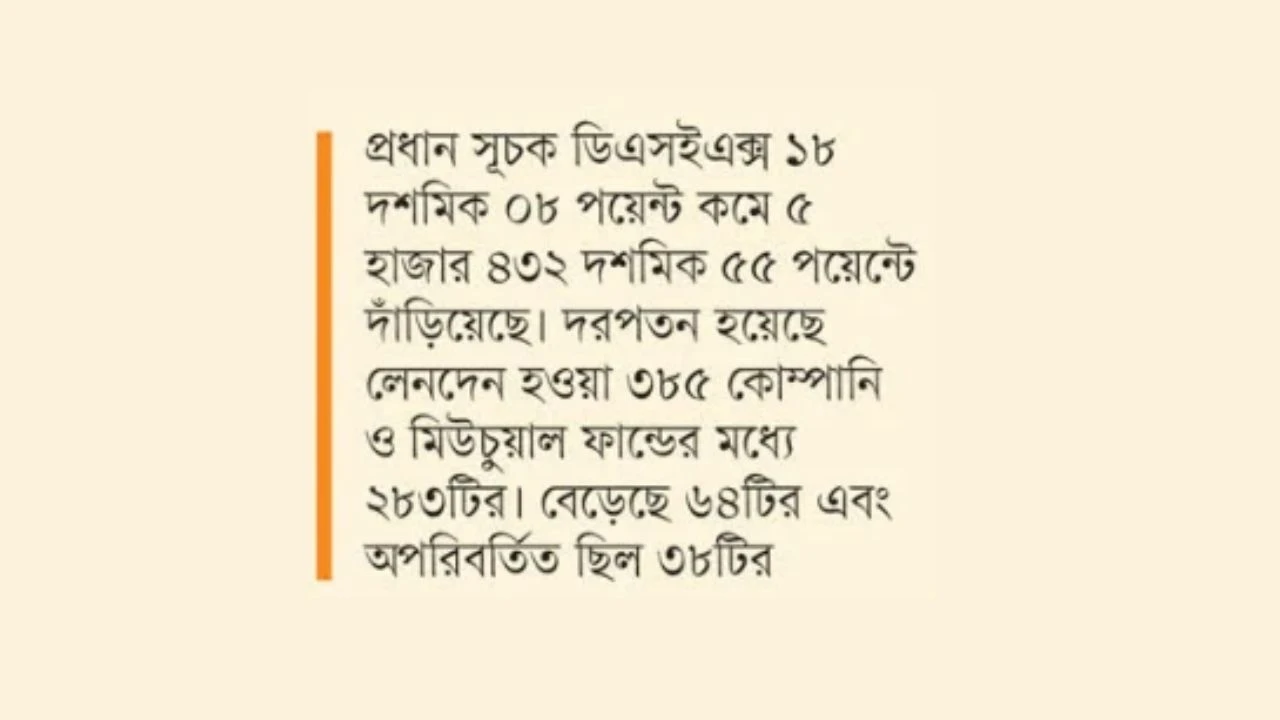 ব্যাংক ও সেবা ছাড়া সব শেয়ারের দরপতন